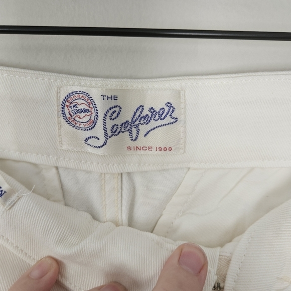 NWT Seafarer Anthropologie White Denim Pants Size 25 Ammiraglio FLAW - Picture 7 of 11